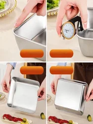 304 Stainless 25.5CM 1PC Square plate Box Sealed box with lid Crisper box Lunch Box Stainless Baking Tray Steam Tray