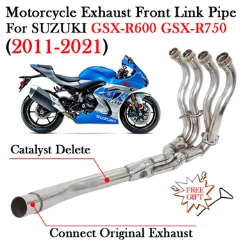 Slip-On Motorcycle Exhaust Del Catalyst Front Link Pipe Modify Escape Moto For SUZUKI GSX-R600 GSX-R750 GSXR 600 750 2011 - 2021