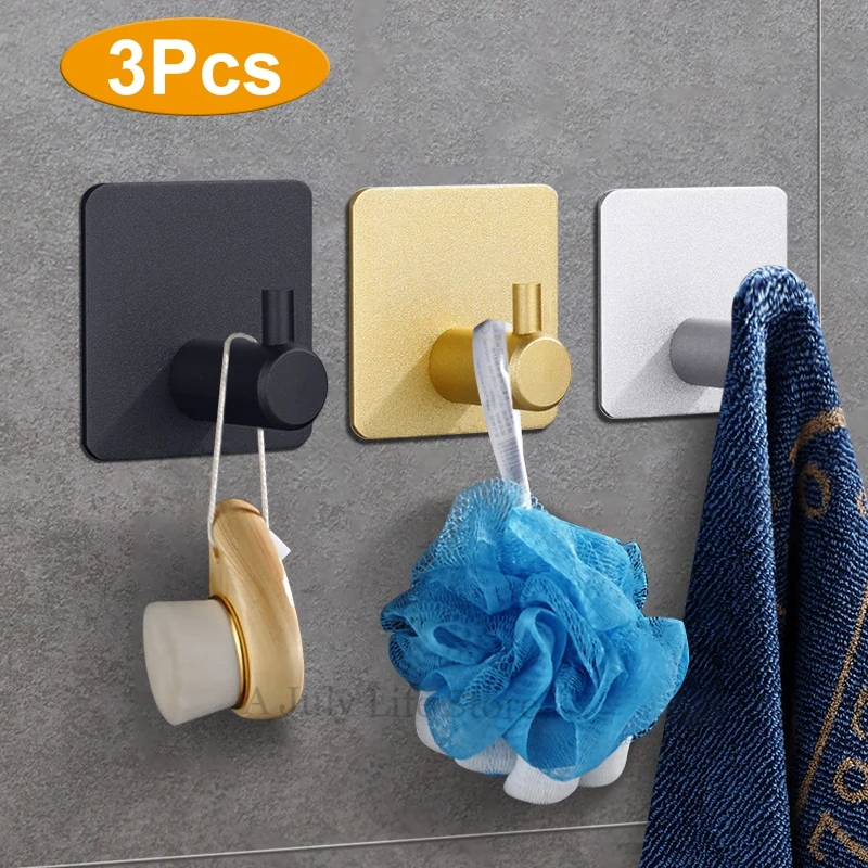 3pcs Wall Hooks Self Adhesive Door Hooks For Key Rack Towel Holder Hang on the Wall Hanging Bathroom Accessories 1/2/3Pcs wall mount hooks self adhesive hooks multi purpose hooks adhesive wall hook wall holder metal hook