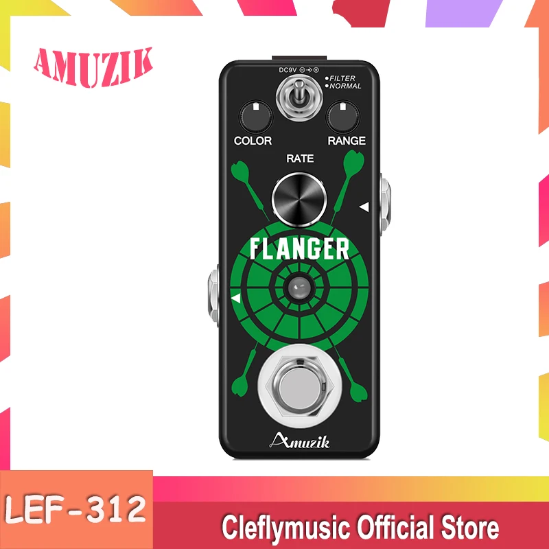 

Amuzik LEF-312 Flanger Guitar Effect Pedal Vintage Analog Flanger Metallic Pedal 2 Modes Effect Pedal for Guitar and Bass