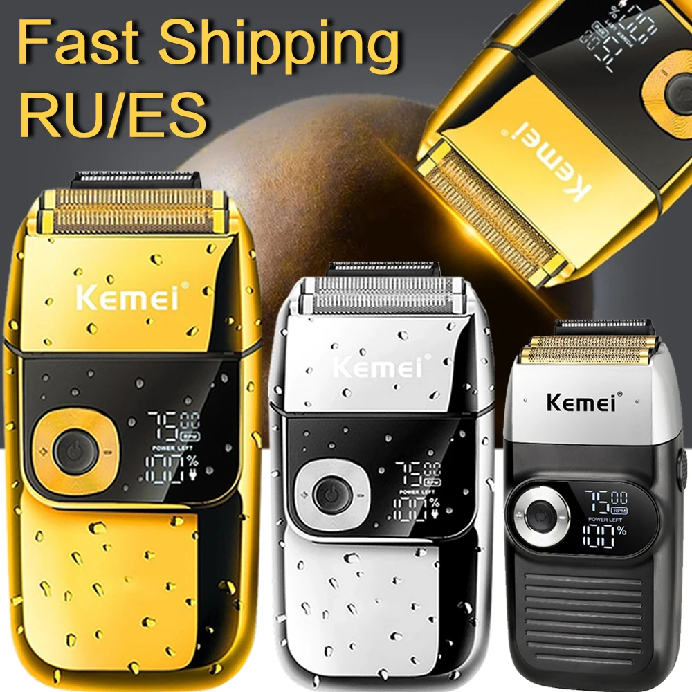 Kemei Electric Men's Shaver Beard Razor Hair Trimmer for Men Haircut Shaving Ricoh Head USB Fast Charging LCD Display Washable 5 | Бытовая
