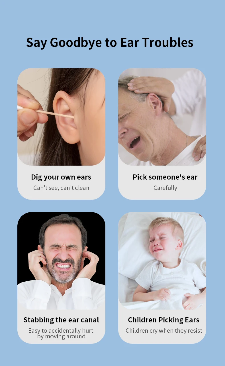 Description Picture 5 of itemWiFi Visual Ear Wax Cleaner with Camera Safe Earwax Removal Endoscope with Camera Luminous Otoscope Ear Cleaning Tools Ear Care