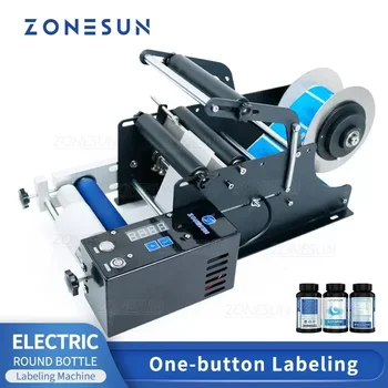 ZONESUN ZS-TB50SM Electric Semi automatic Round Bottle Labeling Machine Cosmetic Bottle Sticker Label Applicator 1