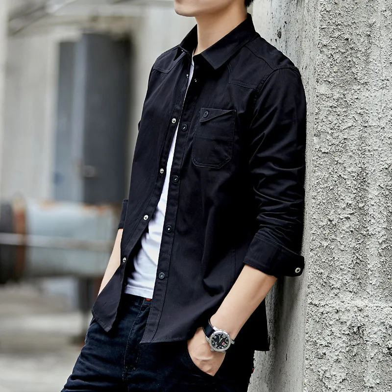 2023 Autumn Korean Style Vintage Fashion Shirt Men Long Sleeve Solid Male Clothes Shirt Loose Casual Ropa Hombre All Match Blusa