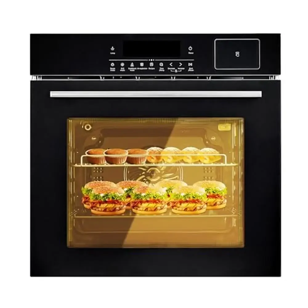 24" Built-in Electric Convection Oven 2.5Cu.ft 8 Baking Modes Air Frying 3000w 3D Surround Heating Smart Menus Touch Control