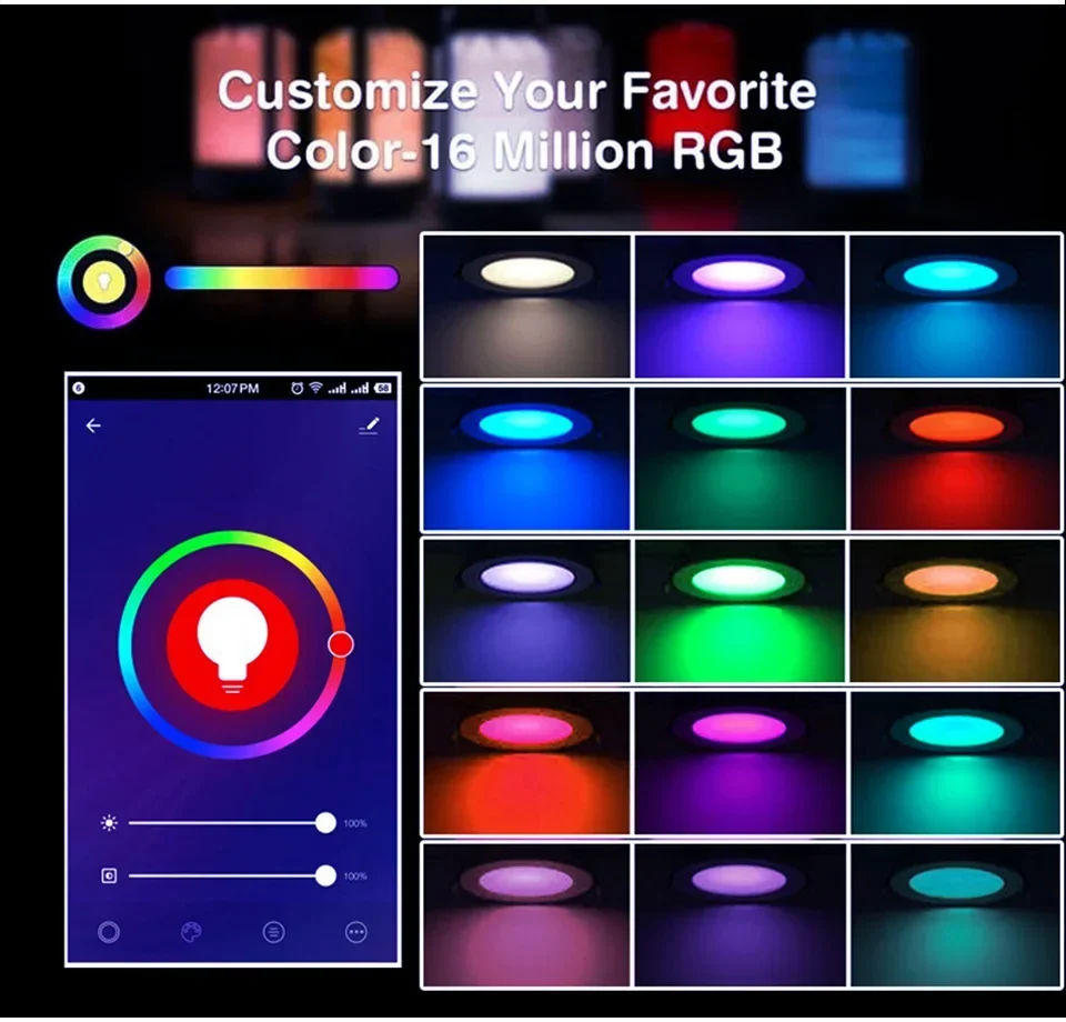 Description Picture 3 of itemWiFi Smart LED Downlight Zigbee Down Light 5W 7W 10W 15W Dimmable Round Spotlight Color Change Alexa Google Home Vocie Control