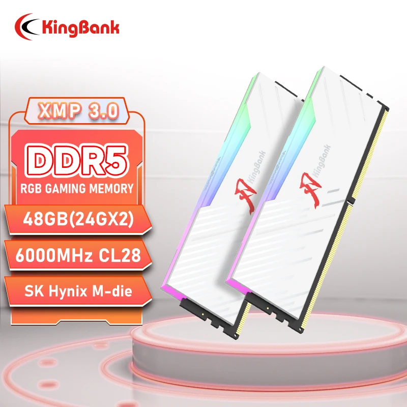 KingBank 2025 New RGB DDR5 Ram 48GB (2x24GB) 6000MHz CL28