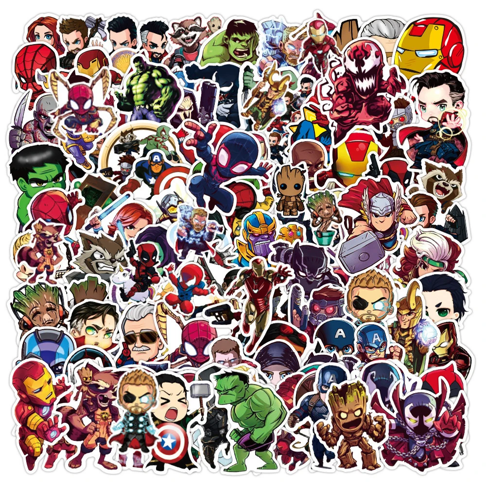 10/30/50/100PCS Disney Marvel The Avengers Cute Super Hero Anime Stickers Graffiti Decals Laptop Car Bike Toy Sticker for Kids lego marvel super heroes pc