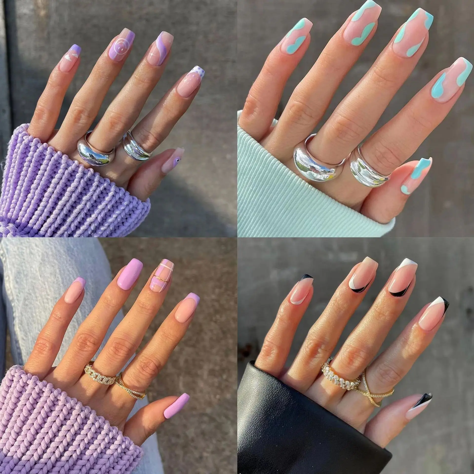 24pcspurplebluepressonacrylicnailscoffinfakenailswithglue