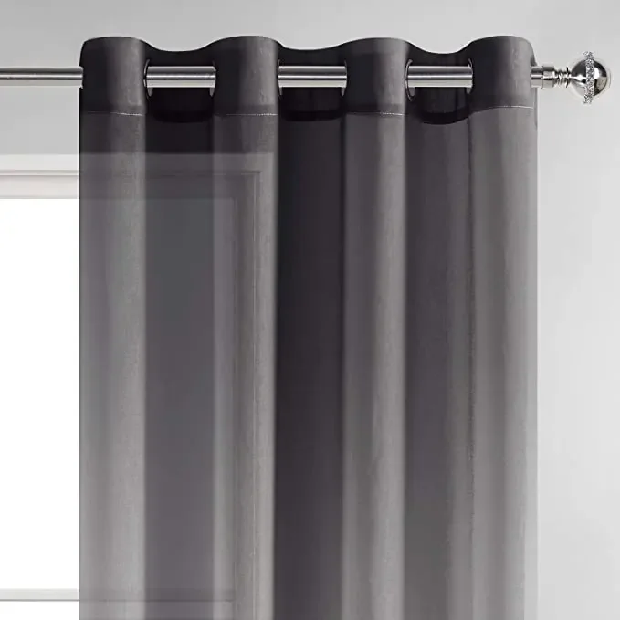 Description Picture 3 of itemGray Gradient Linen Tulle Curtains for Bedroom Living Room  Window Drapes Treatment Screen Room Decor