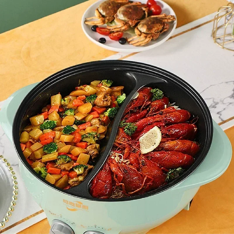 6L Yuanyang Electric Hot Pot Home Multi-function All-In-One Electric Cooking Pot Electric Cook Pot Non-Stick Grill Pan 2000W 4