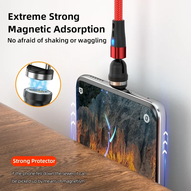 Enhanced Title: AUFU 540° Rotating Magnetic Fast Charging Cable with 5A Power Delivery