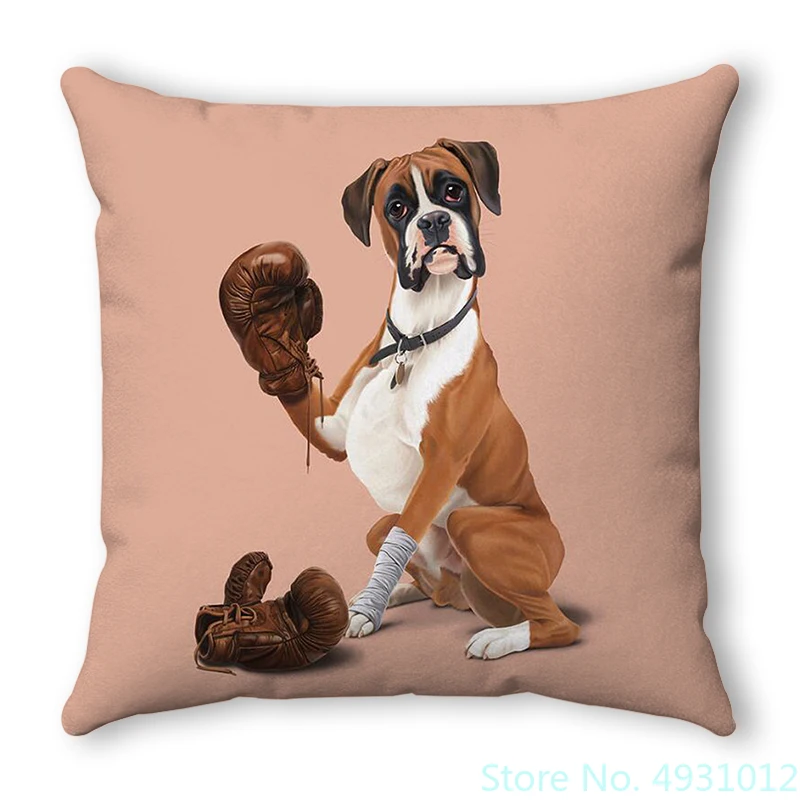 

Small Pet Dog Boxer Christmas Cushion Cover Pillow Case Sofa Car Decorate Polyester 45x45cm Nap Pillowsham Baby Kids Gift
