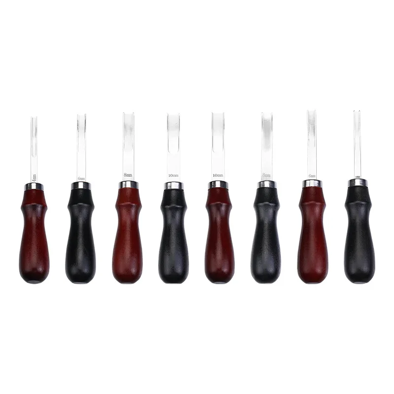 Leather Edge Beveler Sandalwood Handle Edge Skiving/Polishing Tool Leathercraft DIY Tools 4/6/8/10mm