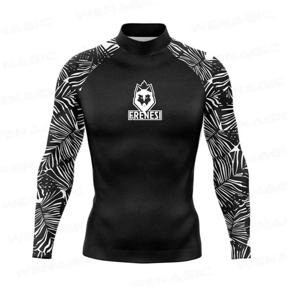 Men's Surfing Swimwear Long Sleeve UV Protection Rash Guard Diving Wear Summer Water Sports Beach Swimming Surf Tight T-shirts