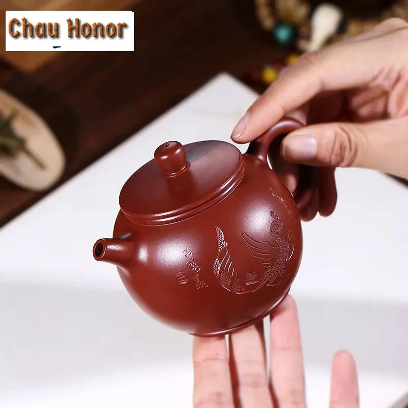 200ml Yixing Handmade Purple Clay Teapots Ball Shaped Infuser Tea Pot Beauty Kettle Customized Zisha Tea Set Dahongpao Authentic
