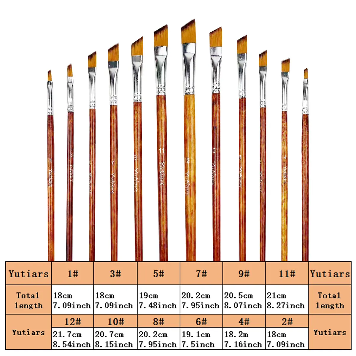 Angular Paint Brushes Nylon Hair Angled Watercolor Pait Brush Set for Acrylics Watercolors Gouache Inks Oil and Tempera 2