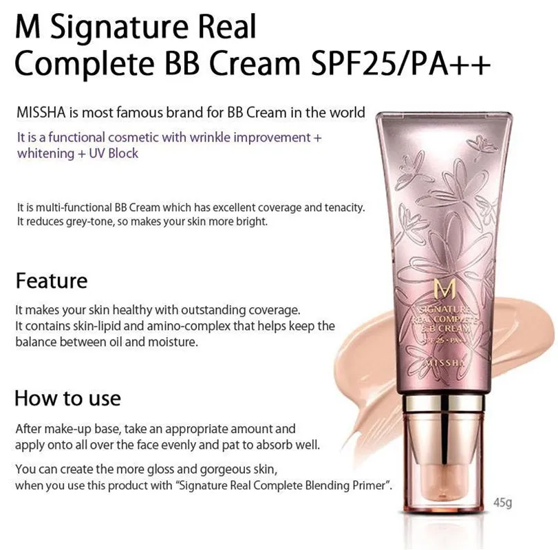 BB cream face cream original MISSHA M perfect cover BB cream signature real complete makeup face beauty Korea cosmetics