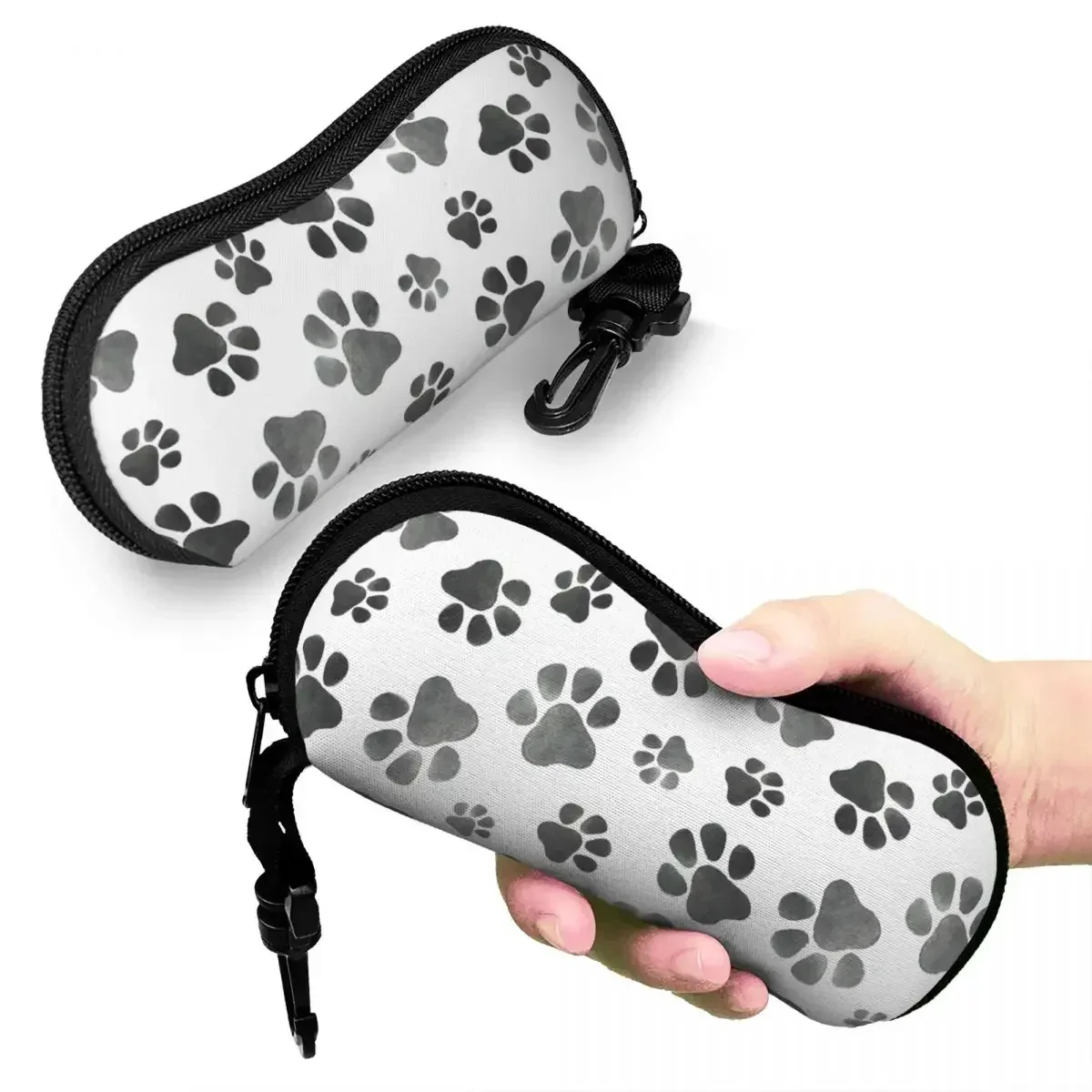 Dog Paw Pattern Glasses Case Lightweight Eyewear Storage Box Outdoor Travel Portable Anti-Pressure Sunglasses Case Pouch