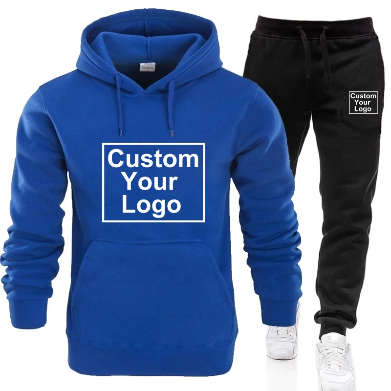 Autumn Men's Casual Tracksuit  DIY Hoodies Design Your Logo Set Sweatsuits Jogger Pant Suits Athletic Sports Casual Outfits 4