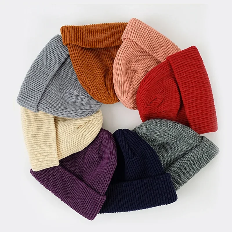 Knitted Hat Men Fashion Winter Retro Brimless Baggy Melon Cap Cuff Docker Fisherman Accessories knitted hat knitted cap knitted beanie melon cap winter hat fashion beanies