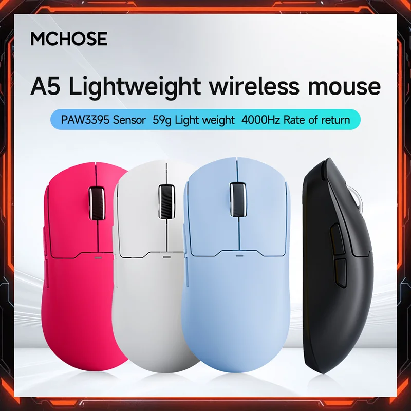 Tri-Mode Wireless Gaming Mouse wireless mouse gaming mouse wireless gaming mouse MCHOSE A5 26000DPI PAW3395 Sensor Multi-Device Esports- Level Precision PC/Lapto