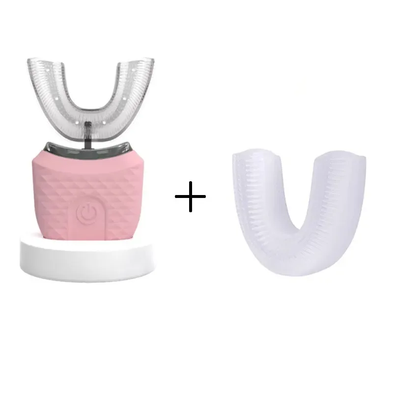 U자형 성인용 음파 전동 칫솔 360 °   자동 세척 충전식 지능형 전체 구강 칫솔