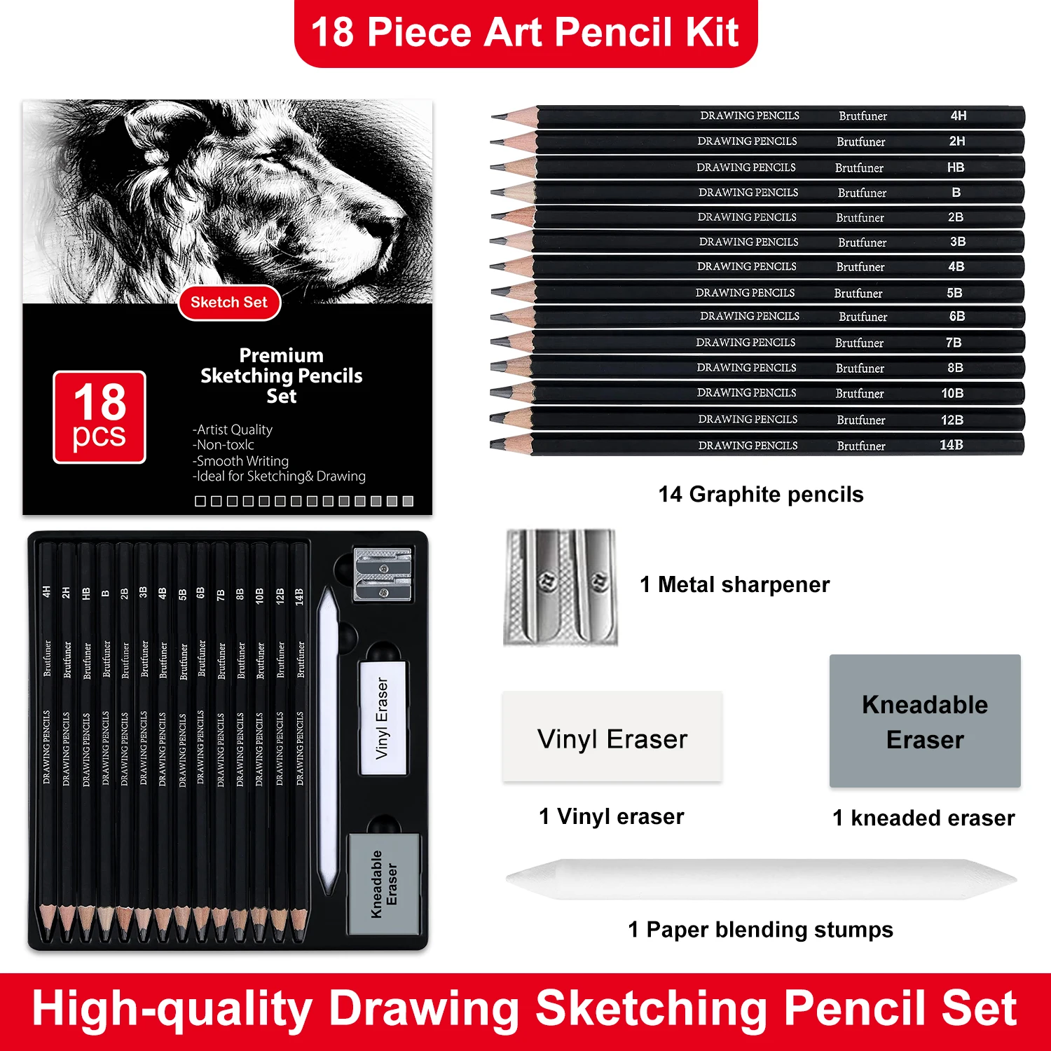 스케치 및 드로잉 연필 14-38개, 미술용품 드로잉 연필 키트, 흑연 숯 전문가용 연필 세트, 성인 예술가용