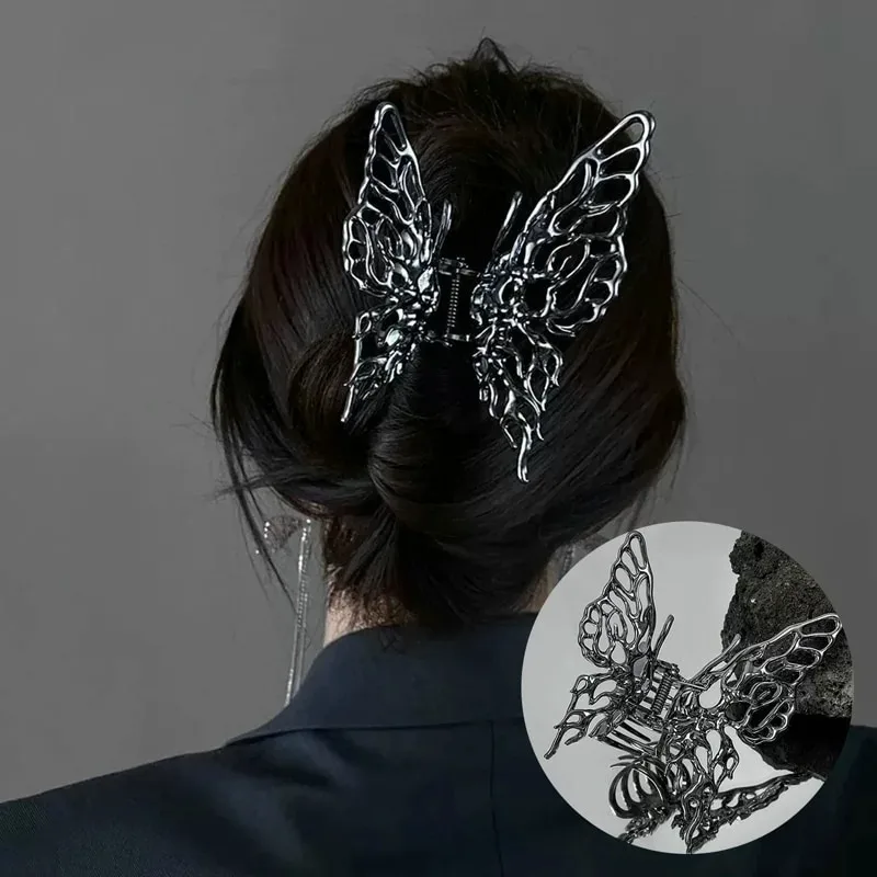 

Butterfly Hair Clip Bright Silver Cross Geometric Hairpin Rose Flower Hair Claw Woman Girls Styling Barrette Headdress