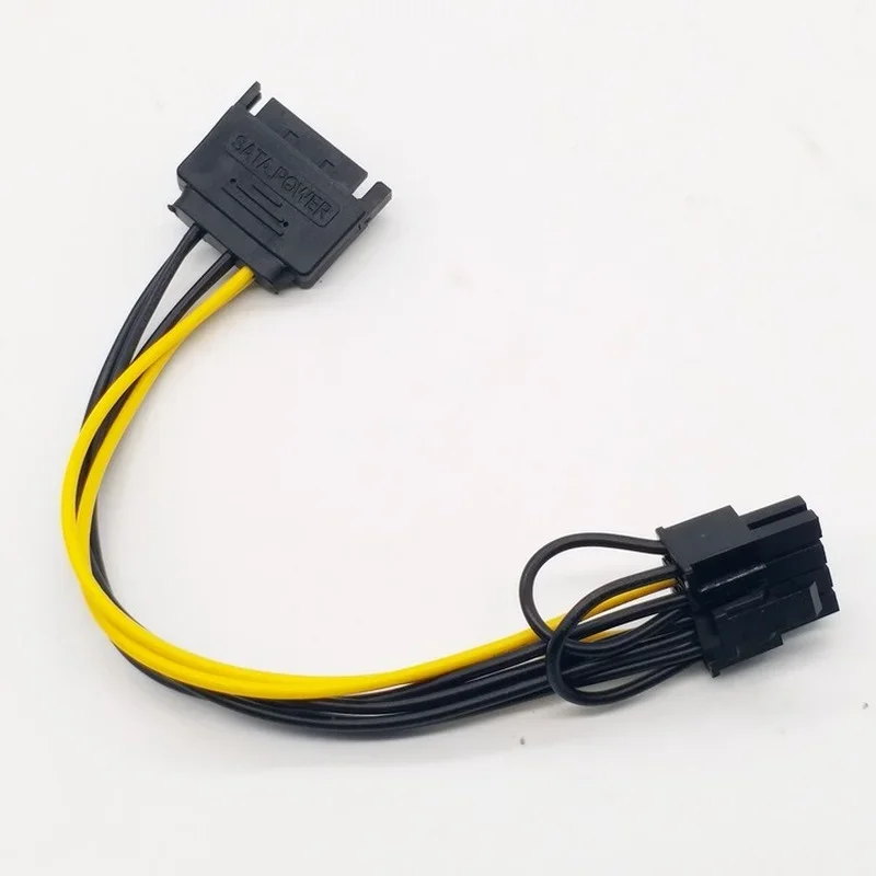 Power Cable SATA Power Cable Extension 20cm 15 Pin SATA To 8 Pin(6 + 2) PCI-E