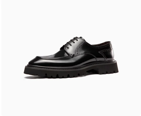 Scarpe in pelle da uomo, Uomo in pelle, scarpe da lavoro in pelle con suola spessa, traspiranti, scarpe da sposa da sposo - immagine 5