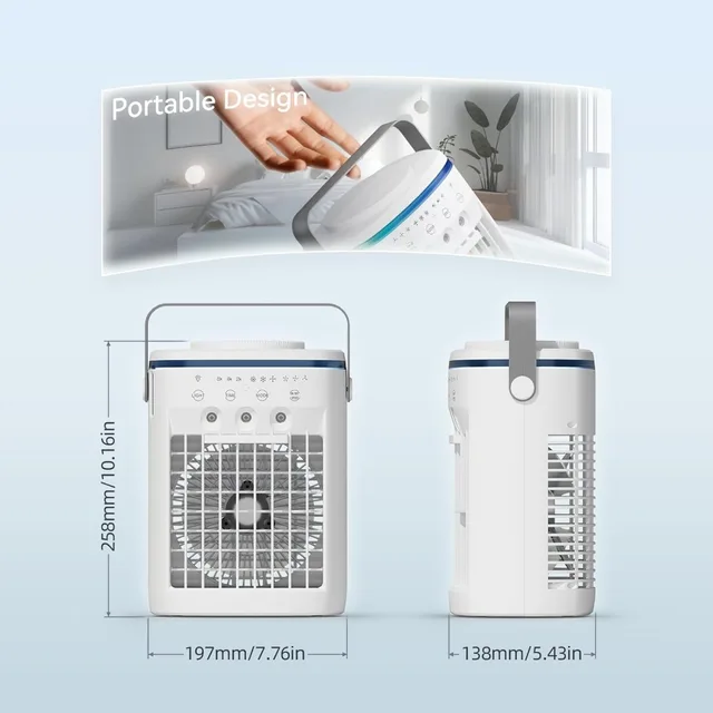 Portable Air Conditioner,Cooling Fan with 3 Speeds &3 Modes,2-8H Timer,1000ml Water Tank, Remote Control,4 in 1 Humidifier 2