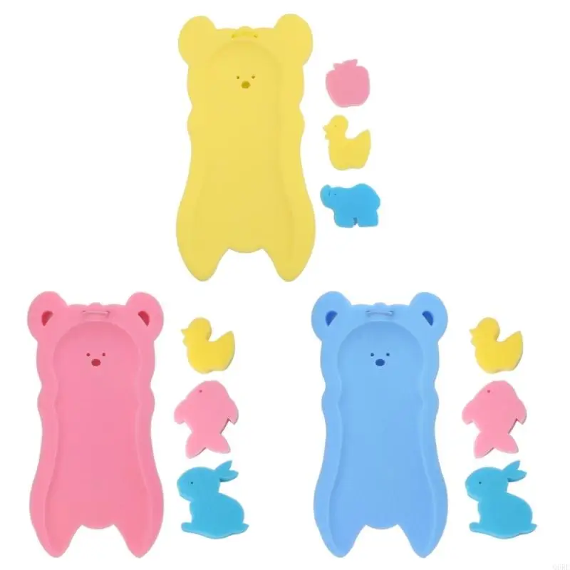 Q6RE Sponge Baby Bath Mat Non-slip Anti-skid Bathtub Infant Bath Pad Newborn Seat Baby Care Accessories