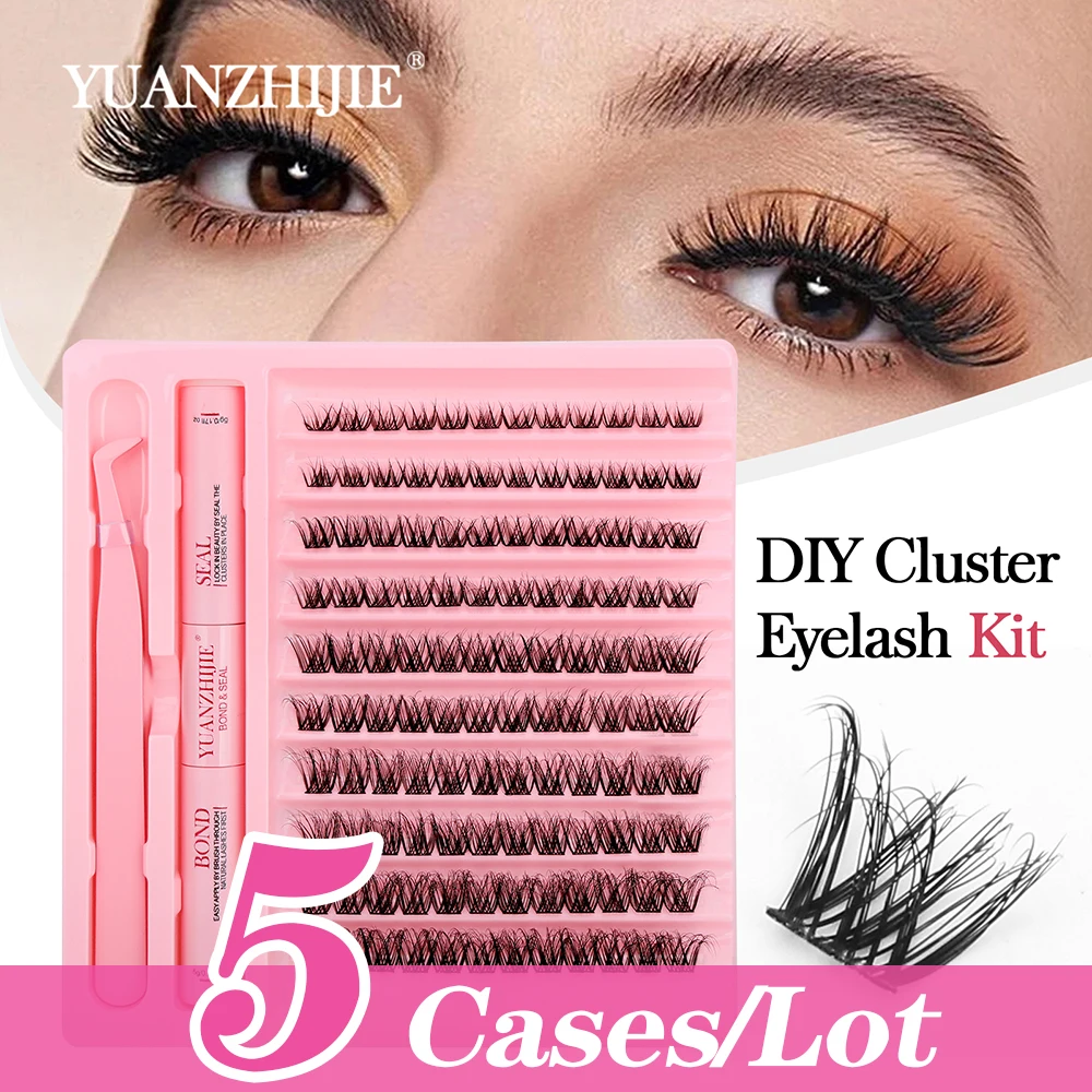 

5cases/lot YUANZHIJIE DIY Clusters Lash Kit Bond and Seal Makeup Tools Self-grafting At Home,Natural Lash Clusters Lash Kit