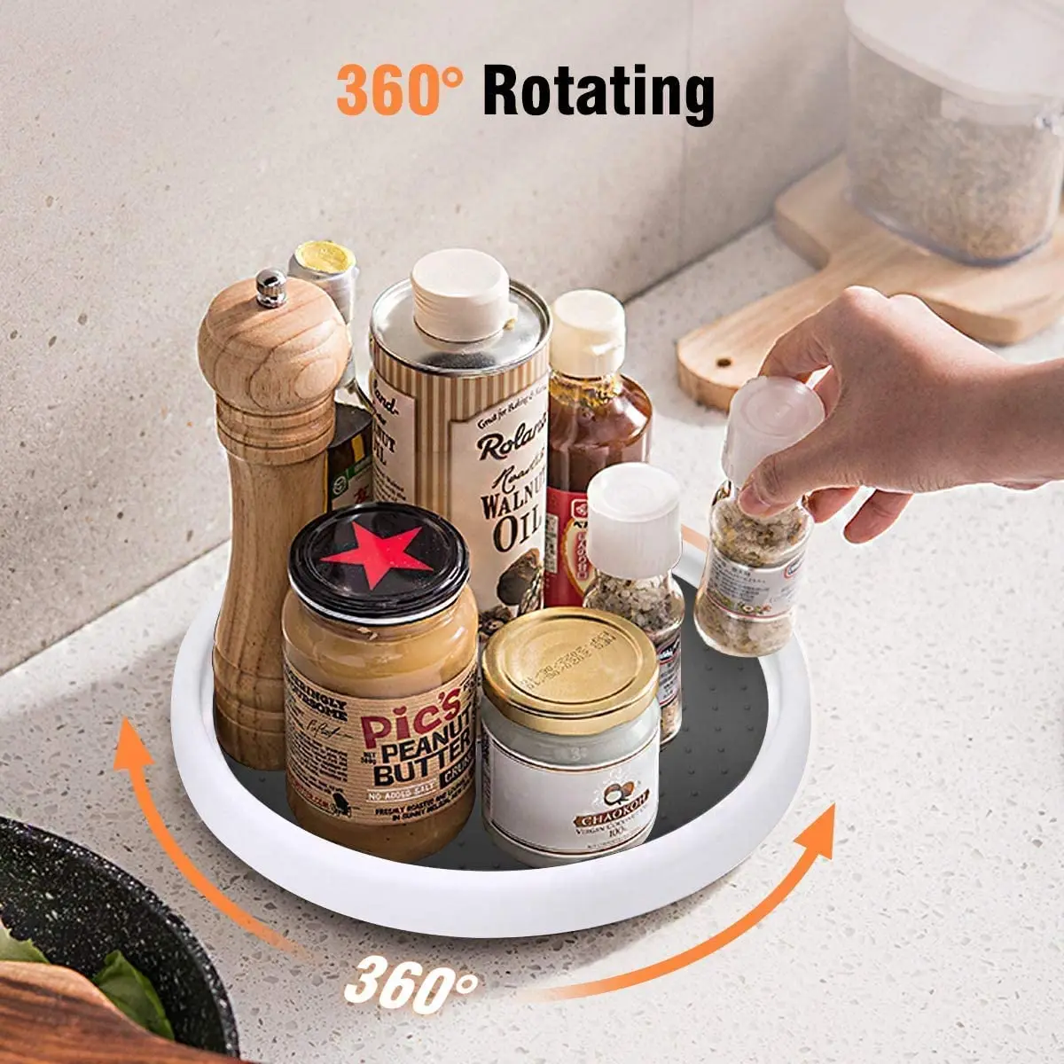 12 inch New Rotating Spice Rack Spinning Organizer Non Skid Lazy Susan Turntable Display Stand for Cabinet Pantry Countertop