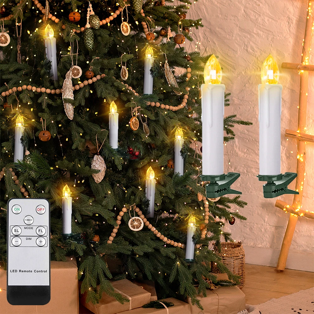 Candele LED Ricaricabili con Telecomando e Timer, Set 12