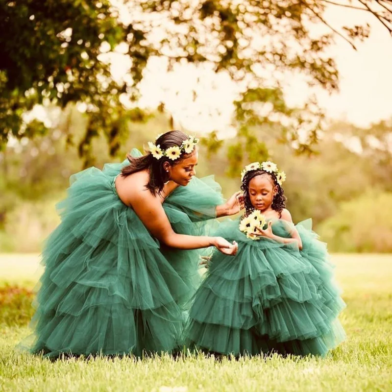 Extra Puffy Hi Low Tiered Ruffle Tulle Tutu Skirt Custom Made Birthday Party Photography Shoot Tulle Skirt Mother Kids Wear