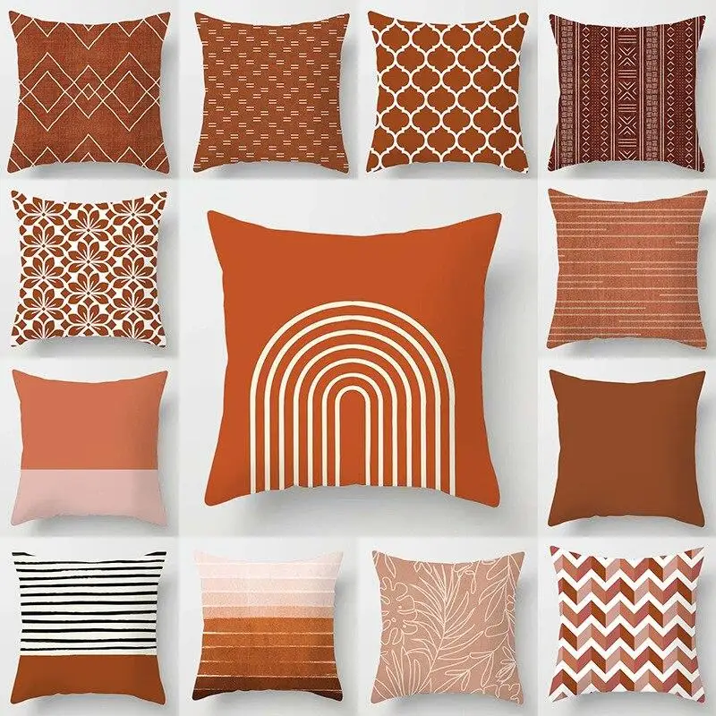 PillowclipsRedbrownGeometricPrintPillowcasePillowCasesHousehold