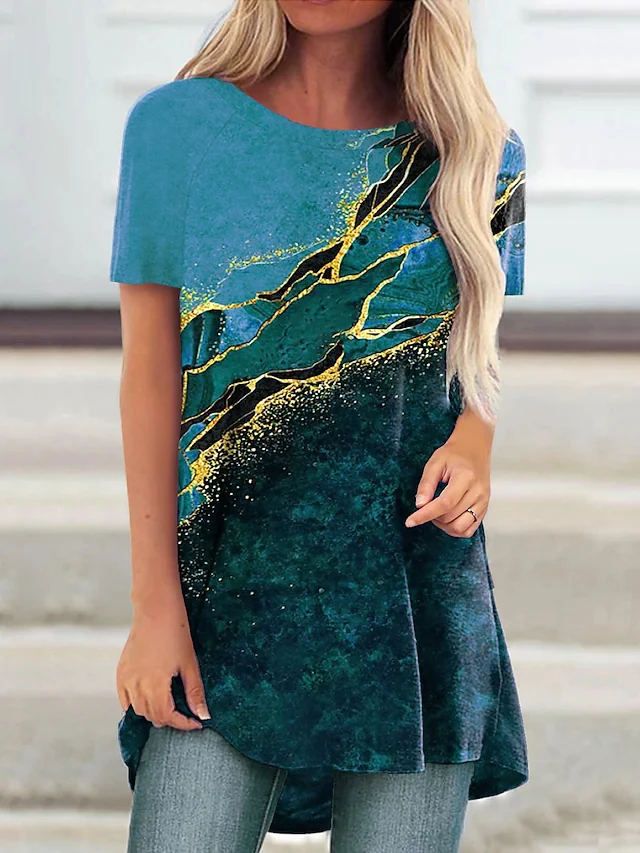 

Women's T Shirt Tee Graphic Patterned Casual Weekend Abstract Painting T Shirt Tee Short Sleeve Print Round Neck Basic XS-8XL