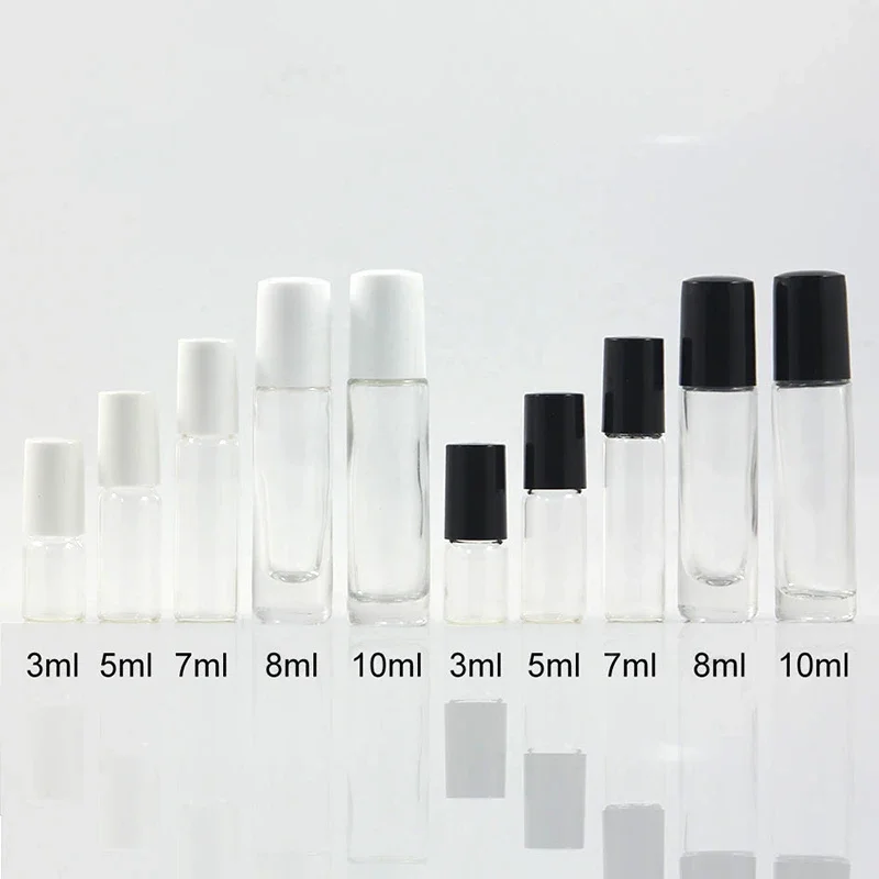 

Free Shipping 3ml 5ml 7ml 10ml Transparent Glass Perfume Roll on Bottle Empty Clear Make up Essential Oil Roller Container