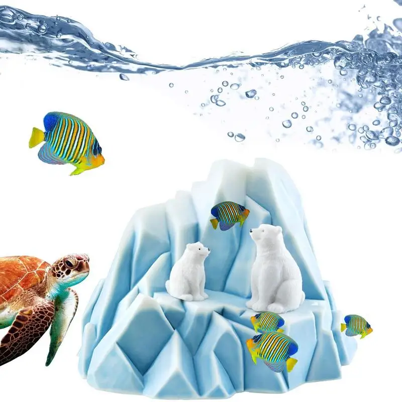 

Fish Tank Decor Artificial Iceberg And Bears Landscape Craft Resin Ornament For Fish Tanks Aquariums Decoration