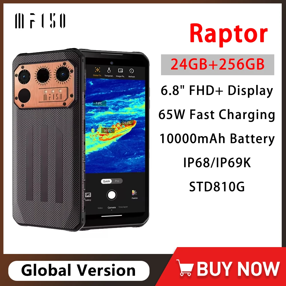 IIIF150 Raptor 頑丈なマシン 6.8 インチ 120Hz 10000mAh 12GB RAM +