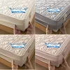 100% Waterproof Fitted Sheet Solid Color Cotton Quilted Embossed Mattress Protector Style Cover for Mattress Soft Pad for Bed 6