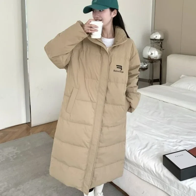 New Women Down Jacket Winter Coat Female Mid Length Version Parkas Thick Warm Outwear Leisure Time Versatile Overcoat 2024
