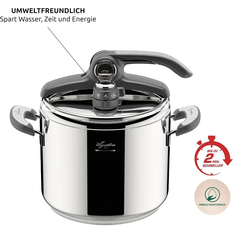 Lagostina Novia Vitamin Lagoeasy'UP Pressure Cooker 9 L Stainless Steel 18/10 Ø 24 cm, Induction and Gas Pot 6