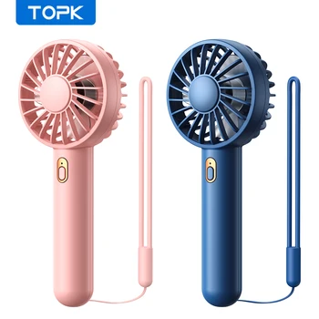 TOPK 2-Pack Handheld Mini Fan Portable USB Rechargeable Small Hand Held Fan & Base Personal Desk Fan Super Compact Cooling Fan 1