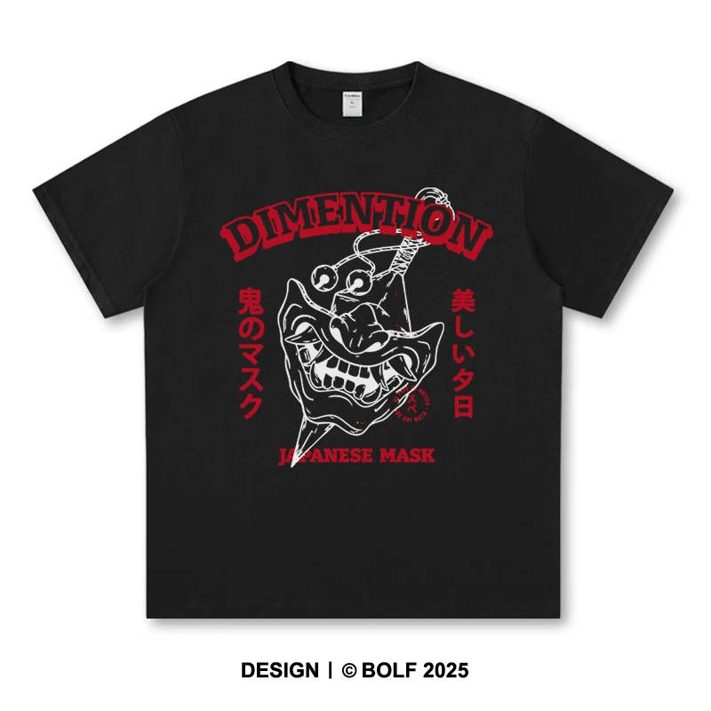 Ukiyo-e Crest تي شيرت مطبوع 100% قطن الساموراي شار...