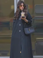Muslim Abaya Women Trench Coat Morocco Overcoat England Retro Motorcycle Jacket Dubai Long Outerwear Eid Ramadan Saudi Arab 2025 6