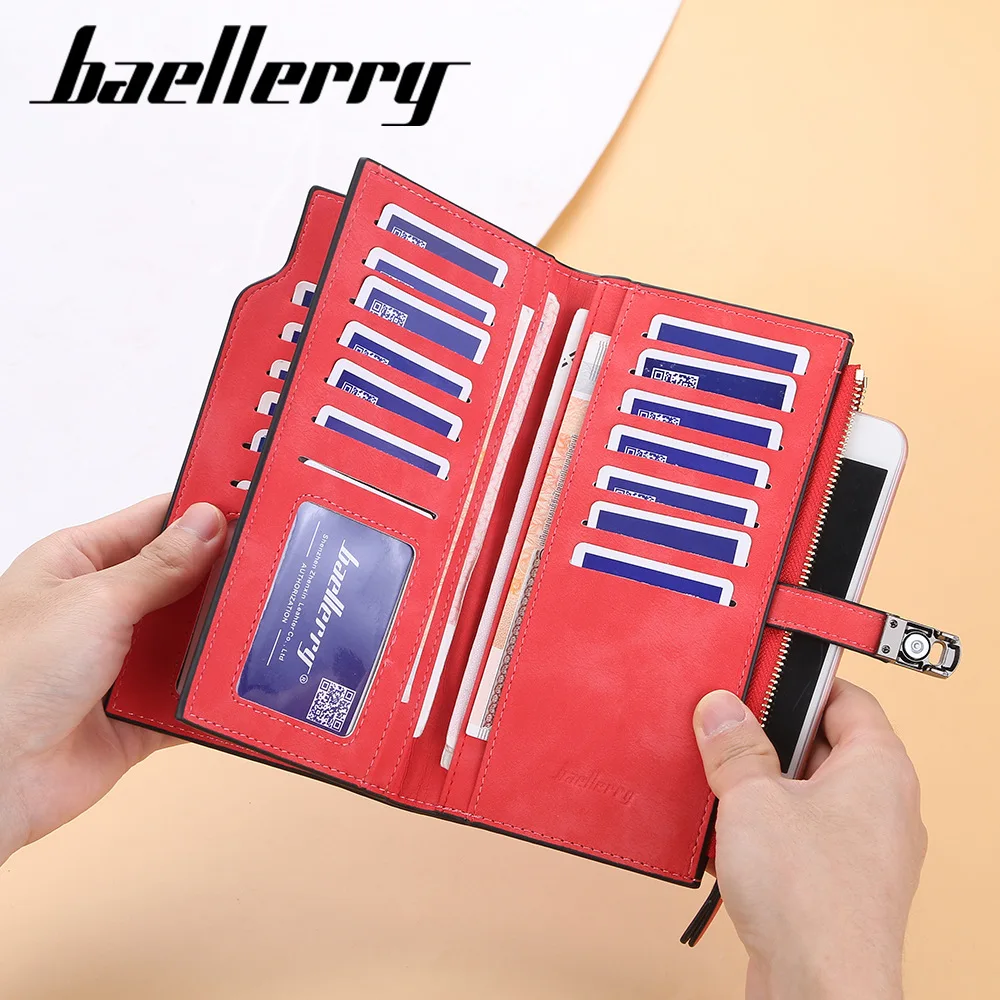 Women Long Wallets Magnetic Buckle Free Name Engraving Top Quality Card Holder Classic Female Purse Zipper Wallet For Girl 6