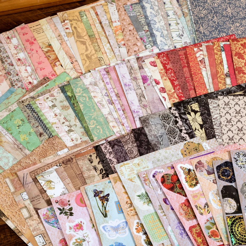 

Yoofun 20pcs/lot Vintage Floral Decor Material Papers + Stickers Kawaii Flower Scrapbooking Accessories DIY Material Pack
